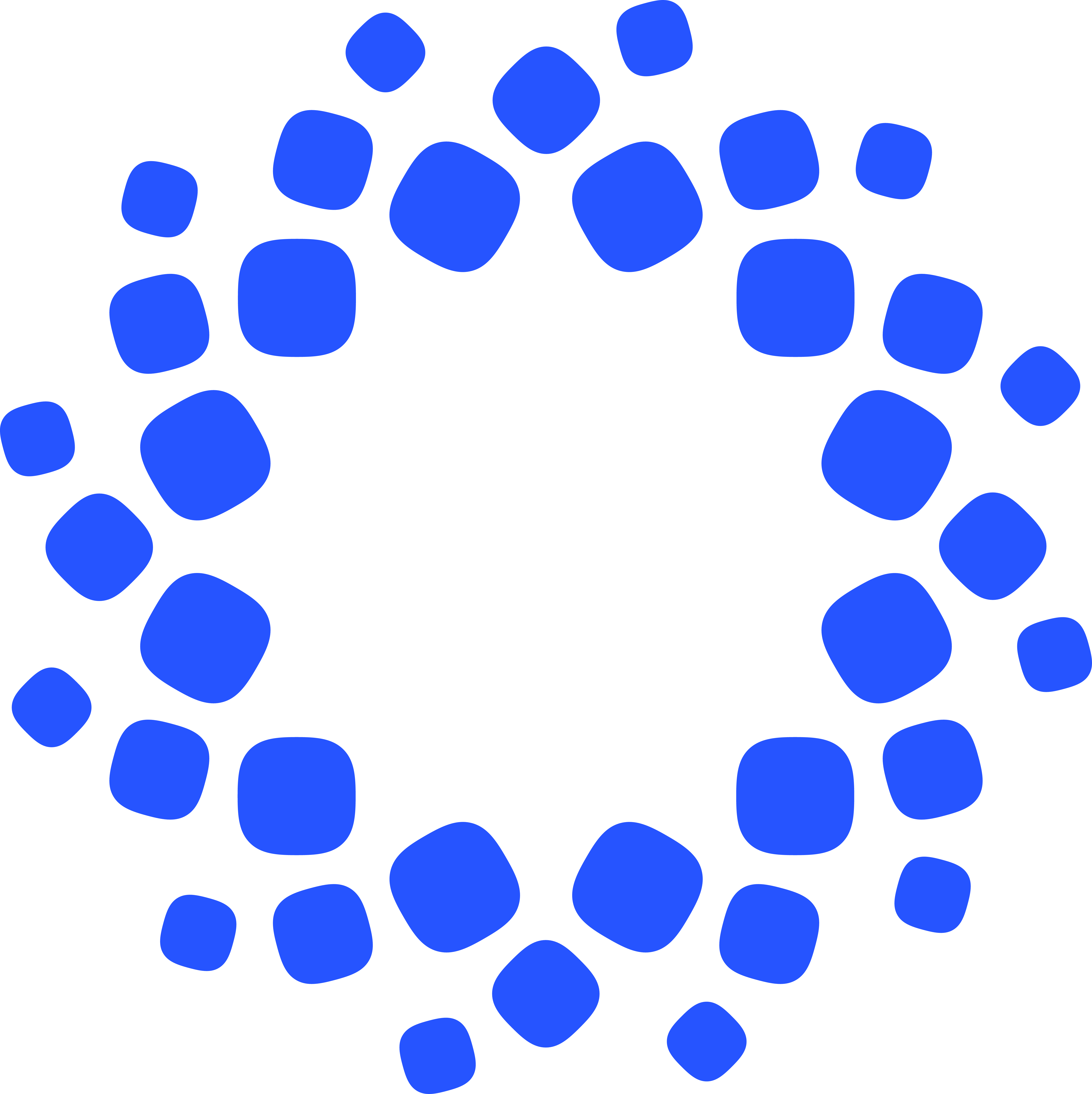 Blue Xiaomi HyperOS symbol made from a ring of rounded shapes